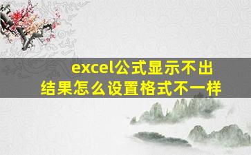 excel公式显示不出结果怎么设置格式不一样