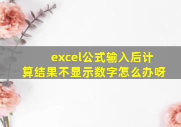 excel公式输入后计算结果不显示数字怎么办呀