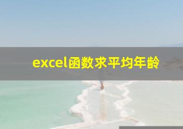 excel函数求平均年龄