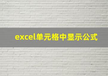 excel单元格中显示公式