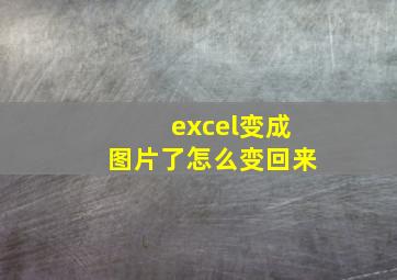 excel变成图片了怎么变回来