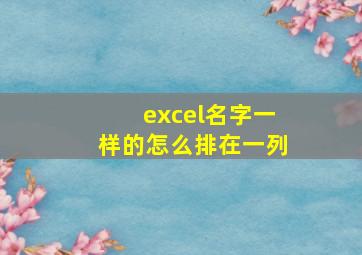 excel名字一样的怎么排在一列