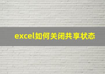 excel如何关闭共享状态