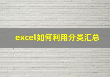 excel如何利用分类汇总