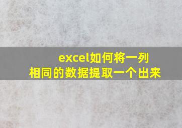 excel如何将一列相同的数据提取一个出来