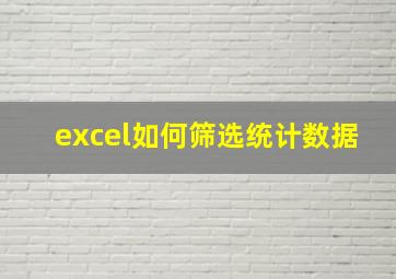 excel如何筛选统计数据