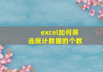 excel如何筛选统计数据的个数