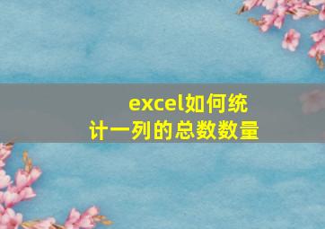 excel如何统计一列的总数数量