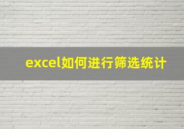 excel如何进行筛选统计