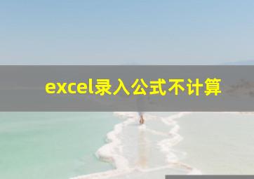 excel录入公式不计算