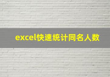 excel快速统计同名人数