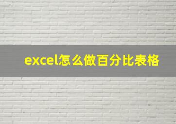 excel怎么做百分比表格