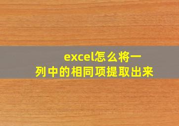 excel怎么将一列中的相同项提取出来