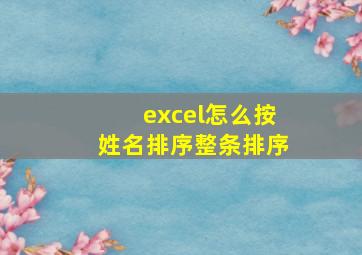 excel怎么按姓名排序整条排序