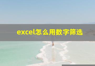 excel怎么用数字筛选