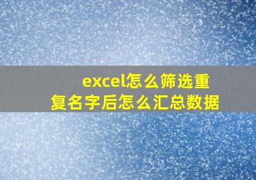 excel怎么筛选重复名字后怎么汇总数据