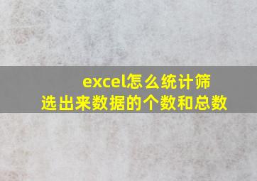 excel怎么统计筛选出来数据的个数和总数