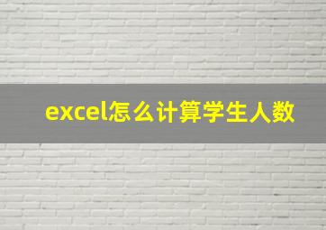 excel怎么计算学生人数