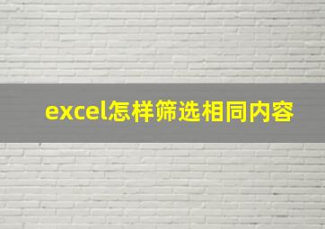 excel怎样筛选相同内容