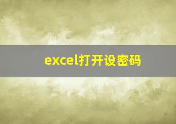 excel打开设密码