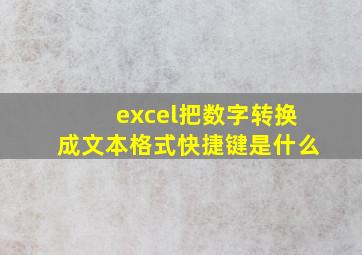 excel把数字转换成文本格式快捷键是什么