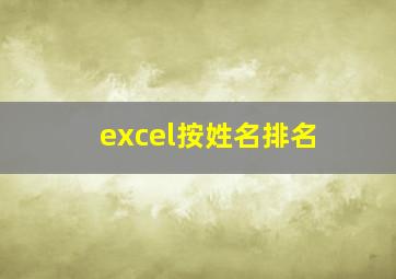 excel按姓名排名