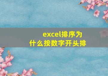 excel排序为什么按数字开头排