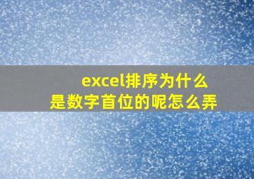 excel排序为什么是数字首位的呢怎么弄