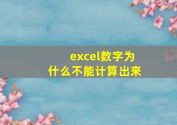 excel数字为什么不能计算出来