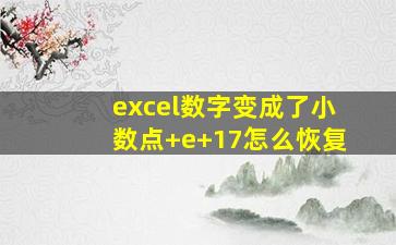 excel数字变成了小数点+e+17怎么恢复