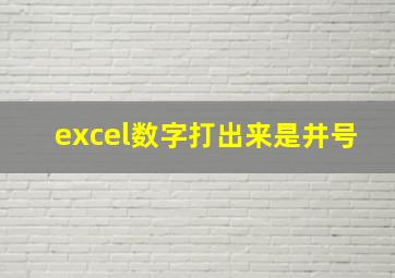 excel数字打出来是井号