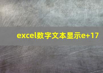 excel数字文本显示e+17