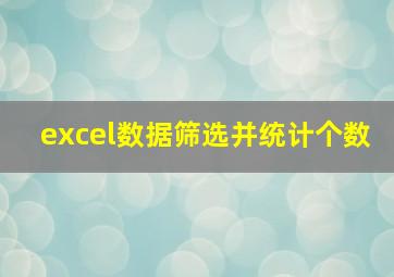 excel数据筛选并统计个数