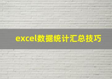 excel数据统计汇总技巧