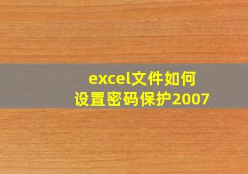 excel文件如何设置密码保护2007