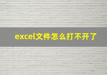 excel文件怎么打不开了