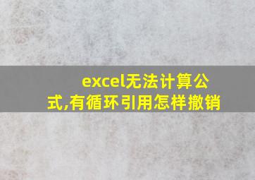 excel无法计算公式,有循环引用怎样撤销