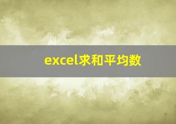 excel求和平均数