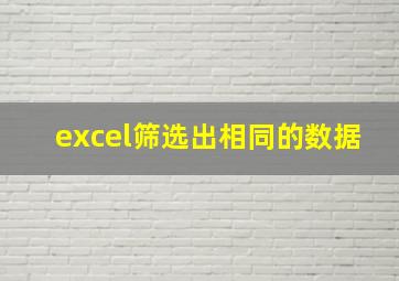 excel筛选出相同的数据