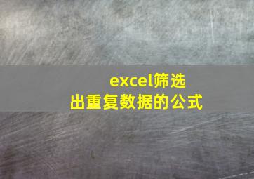 excel筛选出重复数据的公式