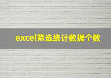 excel筛选统计数据个数