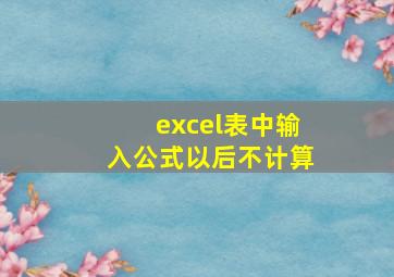 excel表中输入公式以后不计算