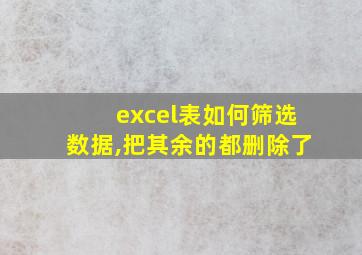 excel表如何筛选数据,把其余的都删除了