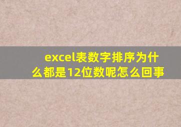 excel表数字排序为什么都是12位数呢怎么回事