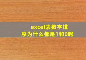 excel表数字排序为什么都是1和0呢