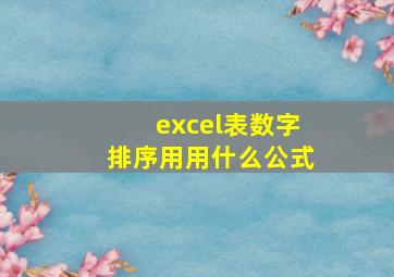 excel表数字排序用用什么公式