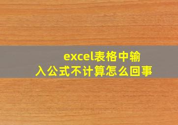 excel表格中输入公式不计算怎么回事