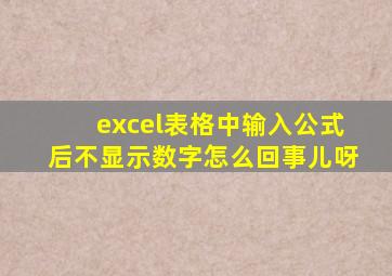 excel表格中输入公式后不显示数字怎么回事儿呀