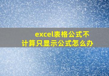 excel表格公式不计算只显示公式怎么办