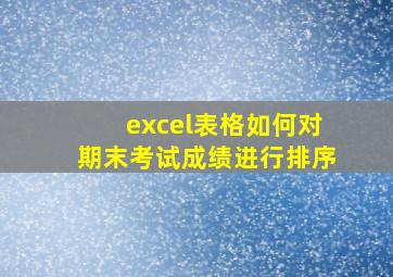 excel表格如何对期末考试成绩进行排序